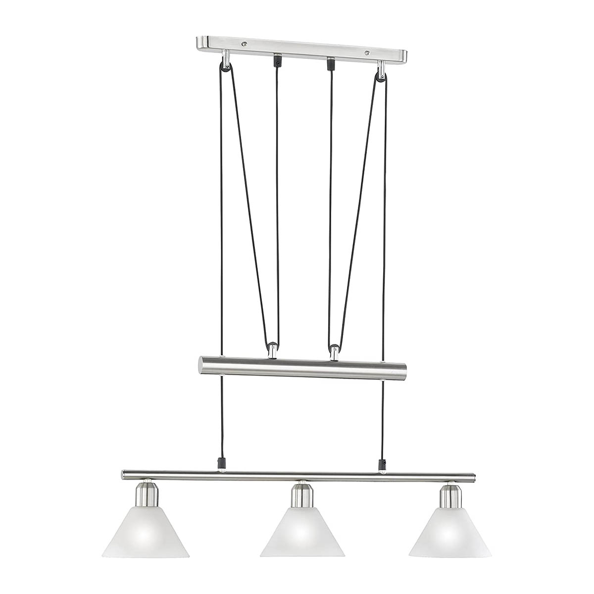 Pendelleuchte, Höhe ­verstell­bar, 3 Spots, 66 cm x 180 cm, Esszimmer Hängeleuchte, Cafébeleuchtung, Rezeptionsleuchte, Gastobeleuchtung, Barlampe, Küchenpendellampe, Innenraumbeleuchtung, Wohnraumbeleuchtung, IP20