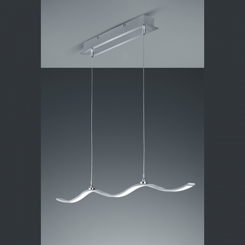 Lampe LED suspendue, lampe de bureau, look design, ondulé, largeur 100 cm, suspension de salle à manger, éclairage de comptoir, lampe de comptoir, lampe suspendue de cabinet médical, éclairage intérieur, éclairage domestique, IP20