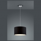 Wohnzimmer Elegante Pendelleuchte, rund, Schwarz, Stoffschirm, 40 cm Durchmesser