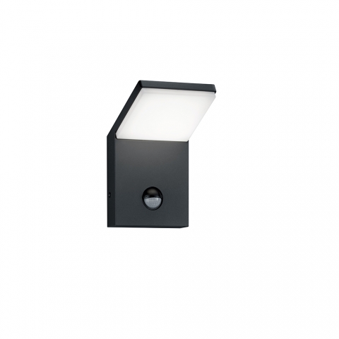 Außen Wandleuchte, Bewegungsmelder, Fassadenbeleuchtung, Anthrazit, 900 Lumen, 10 cm Ausladung, Druckguss Aluminium, IP54, Stromsparend. Mauerbeleuchtung, Balkon Wandleuchte, Terrassen Wandbeleuchtung, Türeingangsbeleuchtung, Wegbeleuchtung, Hofleuchte