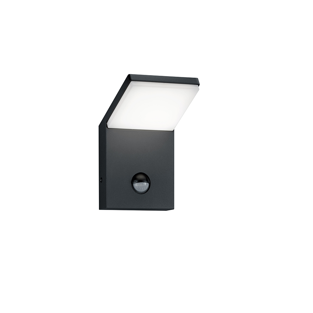 Außen Wandleuchte, Bewegungsmelder, Fassadenbeleuchtung, Anthrazit, 900 Lumen, 10 cm Ausladung, Druckguss Aluminium, IP54, Stromsparend. Mauerbeleuchtung, Balkon Wandleuchte, Terrassen Wandbeleuchtung, Türeingangsbeleuchtung, Wegbeleuchtung, Hofleuchte