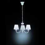 Kronleuchter, 3 flammig, Weiß, Stoffschirm, Pendelleuchte, 52 cm Ø, Esszimmer Hängeleuchte, Flurbeleuchtung, Caféleuchter, Restaurant Pendelleuchter, Lüsterkrone, Innenraumbeleuchtung, Wohnraumleuchte