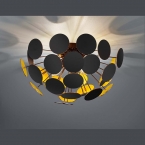 Deckenleuchte, Schwarz, Gold, Hotelleuchte, 54 cm Ø, Flurbeleuchtung, Wohnzimmer Deckenlicht, Schlafzimmerbeleuchtung, Innenraumleuchte, Wohnraumbeleuchtung, IP20