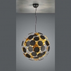 Pendelleuchte, Schwarz, Gold, Kugelförmig, 54 cm Ø, Hängeleuchte, Cafébeleuchtung, Hotelhängeleuchte, Flurbeleuchtung, Gastrolampe, Dekoleuchte, Wohnzimmerpendelleuchte, Esszimmerlampe, Praxisleuchte, Wartezimmerleuchte, Innenraumbeleuchtung, Wohnraumbeleuchtung, IP20