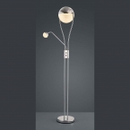 LED Fluter, Stehleuchte, Kugelförmig, Leuchtkopf, Metall, Acryl, Chromfarben, Transparent, Licht separat schaltbar, IP20, Stromsparend, Leseleuchte, Hotelstehleuchte, Caféleuchte, Wartezimmerleuchte, Praxislampe, Innenraumbeleuchtung, Wohnraumbeleuchtung, IP20