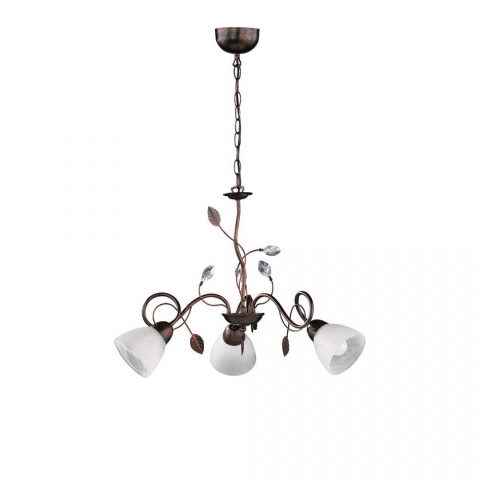 Kronleuchter, Pendelleuchte, Rostfarbig Antik, Vintage-Design, 3 Flammen, 70 cm Ø, Esszimmer Hängeleuchte, Cafébeleuchtung, Dekoleuchte, Lüsterkrone, Wohnraumleuchte, Innenraumleuchte