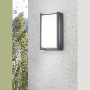 LED Außen Wandleuchte, Anthrazit, Rechteckig, Weiß, IP54, 23 cm x 12 cm, Fassadenbeleuchtung, Outdoorleuchte, Verandawandleuchte, Balkonwandbeleuchtung, Terrassenwandleuchte, Hotelaußenwandlampe, Restaurantaußenleuchte