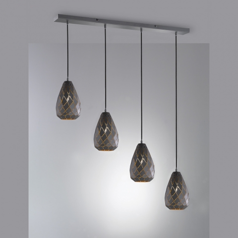 Éclairage de la salle à manger Lampe à suspendre au design moderne vintage avec 4 abat-jour et 150 cm de hauteur 301300442