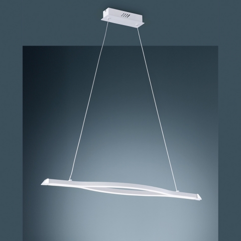 LED-Hängeleuchte weiß mit Dimmer und einer Höhe von 150 cm