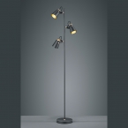 Schwarze Stehlampe mit 3 Strahlern und Fußschalter 160 cm Höhe 