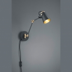 Wandleuchte, Schwarz, Schwenkbar, 25 cm Höhe, Vintagestil, Schlafzimmerbeleuchtung, Leseleuchte, Dekolicht, Wohnzimmer Wandlampe, Cafébeleuchtung, Hotelzimmer Bettlampe