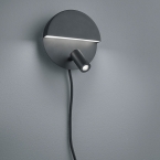Hotel LED Wandleuchte, Rund, Schwarz, Leseleuchte, 16 cm Ø, Bettleuchte, Nachttischleuchte, Schlafzimmer Wandbeleuchtung, Wohnraumleuchte, Innenleuchte