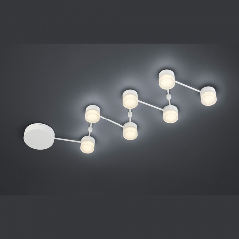 Weiße dimmbare LED-Deckenlampe mit 7 Spots und einer Länge von 162 cm