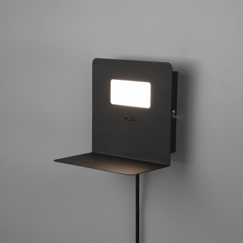 LED-Wandlampe schwarz mit USB-Port und einer Höhe von 16 cm