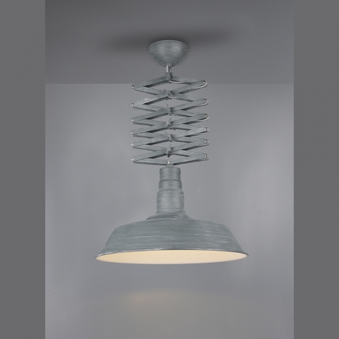 Hängelampe betonfarbig mit einer maximalen Höhe von 150 cm