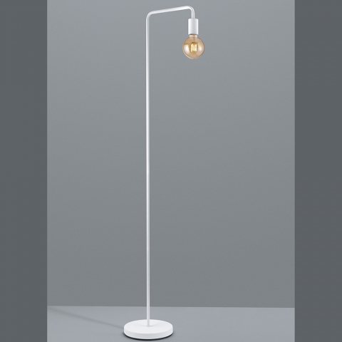 Lampadaire, Blanc, Col courbé, Interrupteur à pied, 149 cm de hauteur, Liseuse, Éclairage du salon, Lampe de fauteuil, Lampadaire d'hôtel, Éclairage du couloir