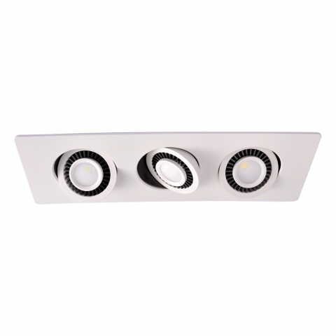 Spot de plafond à LED, 3 spots, rond, blanc, 35 cm x 12 cm, éclairage de salle d'attente, spot de plafond de cabinet médical, spot de plafond de couloir, éclairage de café, spot de plafond d'hôtel, spots de cuisine