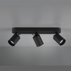 Deckenstrahler, Schwarz, 3 Spots, Zylindrisch, 41 cm x 15 cm, Deckenleuchte, Flurbeleuchtung, Cafébeleuchtung, Strahler, Wartezimmer Deckenstrahler, Praxisleuchte, Innenraumbeleuchtung, Wohnraumbeleuchtung, IP20