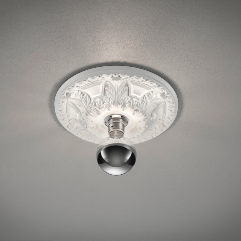 Stuckleuchte, Deckenleuchte, Weiss, Dekorativ, Hotel-Design, 30 cm Ø