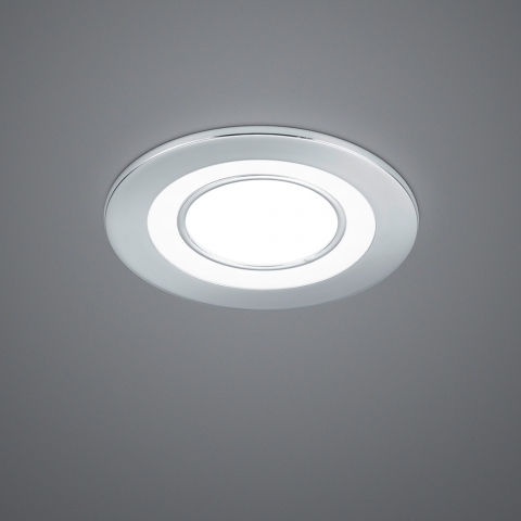 LED Einbauleuchte, Deckenstrahler, Einbauspot, 3000 Kelvin, 450 Lumen, Ringform, Getrennt schaltbar, Chrom, Kunststoff, IP20, Stromsparend, Flurbeleuchtung, Caféleuchte, Deckenleuchte, Innenraumbeleuchtung, Wohnraumbeleuchtung