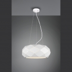 Suspension, Blanc, Design anguleux, 50 cm Ø, Suspension de salle à manger, lampe de salon, éclairage de café, lampe suspendue d'hôtel, lampe de salle d'attente, éclairage intérieur, éclairage domestique, IP20