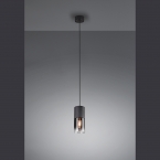 Pendellampe mit rauchfarbigem Glasschirm und 10 cm Durchmesser