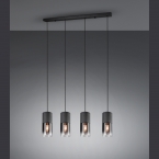 Hängeleuchte, Rauchfarbig, 4 Strahler, 81 cm x 150 cm, Esszimmer Pendelleuchte, Küchen Hängeleuchte, Cafébeleuchtung, Tresenleuchte, Thekenlampe, Rezeptionsleuchte, Innenraumbeleuchtung, Wohnraumbeleuchtung, IP20