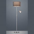 Stehleuchte, Lesearm, Stoffschirme, Grau, 170 cm Höhe, Hotel-Design, Schlafzimmerstehleuchte, Wohnzimmerstehlampe, Leseleuchte, Wohnraumbeleuchtung, Innenraumbeleuchtung, IP20