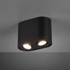 Deckenleuchte, Schwarz, 2 Spots, Beweglich, 17 cm x 9 cm, Wartezimmerleuchte, Praxis Deckenstrahler, Wohnraumleuchte, Hotel Deckenstrahler, Esszimmerleuchte, Küchenlicht, Innenraumbeleuchtung, Wohnraumbeleuchtung, IP20