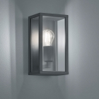 Aussen Wandleuchte, Fassadenleuchte, Anthrazit, Vitrinen-Design, IP44, 26 cm x 14 cm, Fassadenbeleuchtung, Eingangsbeleuchtung, Haustürbeleuchtung, Wegleuchte für die Aussenwand, Wandleuchte für Veranda, Outdoorwandleuchte, Raucherbereich Wandleuchte