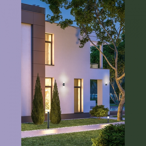 Lámpara De Pared Exterior Hofstein – Efecto Luz Con Cristal, IP44, Moderna, Para Terraza Y Jardín