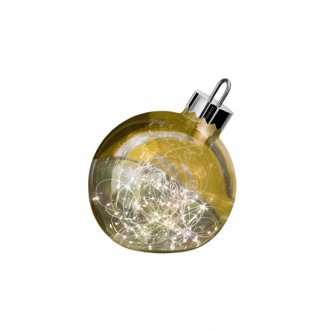 Weihnachtsleuchte, Christbaumkugel, Tischleuchte, Gold, 25 cm Ø, Dekoleuchte, Weihachtsbaumleuchte, Bodenleuchte, Praxis Dekoleuchte