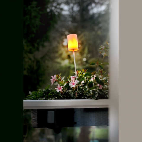 Ambiente Terrasse Sompex LED-Outdoorlampe in Flammenoptik mit Akku und 120 cm Höhe