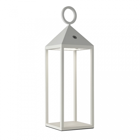 LED Außenleuchte, Laterne, Weiß, Akku, 47 cm Höhe