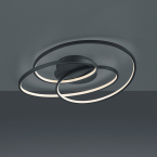 LED Deckenleuchte, Rund, Schwarz, Dimmer, 5000 Lumen, 60 cm x 43 cm, Hotel Deckenleuchte, Restaurant Deckenlicht, Flurbeleuchtung, Homeofficeleuchte, Küchen Deckenbeleuchtung, Wohnraumbeleuchtung, Innenraumleuchte