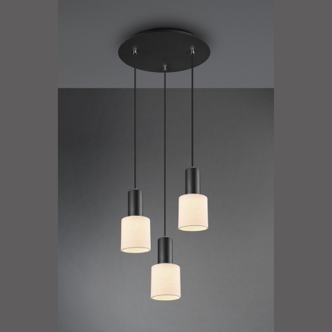 Pendellampe mit Stoffschirmen in Beige und 35 cm Durchmesser