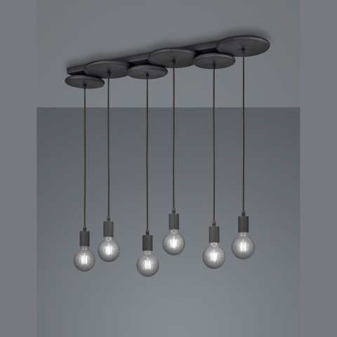 Schwarze Pendelleuchte elegant mit einer Breite von 92 cm