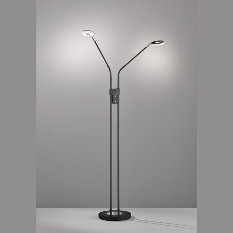 LED Stehleuchte, Schwarz, Farbtemperaturwechsler, Touch-Dimmer, 150 cm Höhe, Hotelstehleuchte, Caféstehleuchte, Praxisstehleuchte, Filigranes Design, Bürostehleuchte, Getrennt schaltbar, Innenraumbeleuchtung, Wohnraumbeleuchtung, IP20