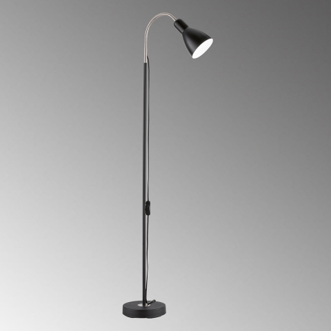 Wohnzimmerbeleuchtung Zeitlose Stehleuchte, Schwarz, Schnurschalter, Flexhals, 121 cm Höhe