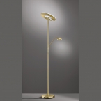 Hotel LED Stehleuchte, Messing, Lesearm, Touch-Dimmer, verstellbar, 180 cm Höhe, 6290 Lumen, Büro Stehleuchte, Hotelzimmer Stehlampe, Lesebeleuchtung, Flurbeleuchtung, Homeofficebeleuchtung, Schlafzimmer Deckenfluter
