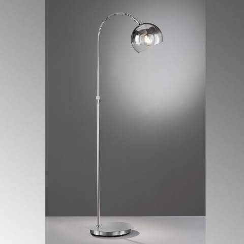 Éclairage du salon Lampadaire élégant, abat-jour en verre, couleur fumée, hauteur réglable, interrupteur à pied, hauteur 140 cm