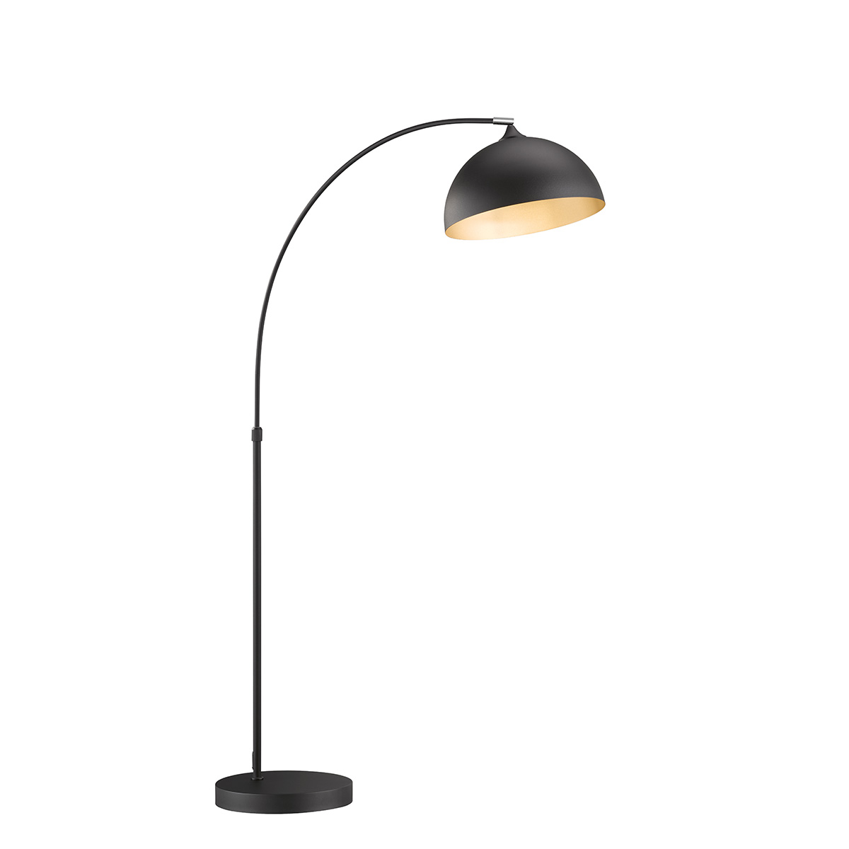 Lampadaire Moderne Alsen Noir Et Or – Pied Métal & Abat-jour Tissu Rond – 1x E14 Réglable – Ambiance Élégante Salon Chambre