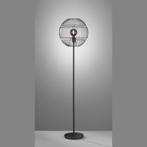 Stehleuchte, Schwarz, Kugelschirm, Lichteffekt, Fussschalter, 150 cm, Hotelzimmerstehleuchte, Schlafzimmerleuchte, Caféstehleuchte, Dekostehleuchte, Wartezimmerleuchte, Innenraumbeleuchtung, Wohnraumbeleuchtung, IP20
