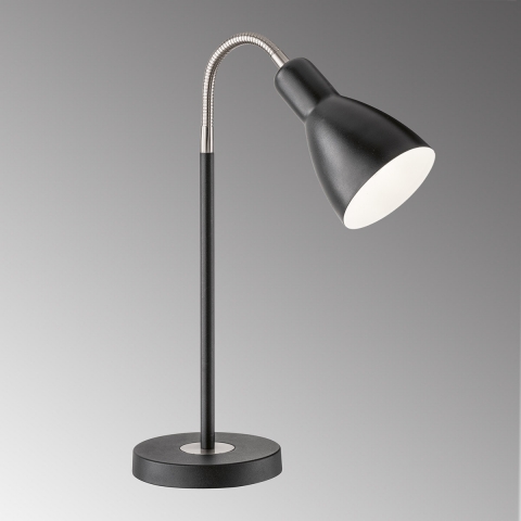 Schreibtischleuchte Schwarze Tischleuchte, zeitlos, Flexhals, Schnurschalter, 43 cm Höhe, Bettleuchte, Nachttischleuchte, Hotel Tischleuchte, Leseleuchte