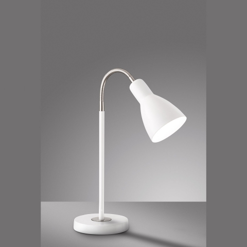Tischleuchte, modern, Weiß, Flexhals, Schnurschalter, 43 cm Höhe