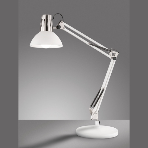Lampe de table, lampe à pince, blanc, interrupteur à cordon, réglable, hauteur 75 cm, éclairage du bureau à domicile, éclairage du bureau, lampe de bureau, éclairage du plan de travail