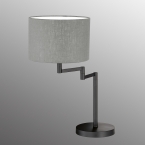 Tischleuchte, Stoffschirm, Grau, schwenkbar, Schnurschalter, 56 cm Höhe, Bettleuchte, Nachttischleuchte, Sideboardbeleuchtung, Kommodenleuchte, Innenraumbeleuchtung, Wohnraumbeleuchtung, IP20