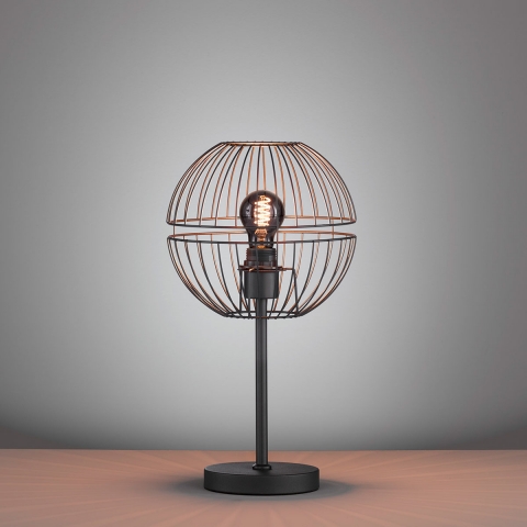 Hotelbeleuchtung Wohnzimmer Tischleuchte, Schwarz, dekorativ, Kugelschirm, Lichteffekt, 45 cm Höhe, Bettleuchte, Nachttischleuchte, Schlafzimmer Tischleuchte, Wohnraum Tischlampe, Innenraumleuchte, Wohnraumbeleuchtung, IP20