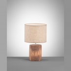Lampe de table, béton, marron, abat-jour en tissu, interrupteur à cordon, 35 cm de diamètre, ronde, lampe de chevet, lampe de lit, éclairage de buffet, éclairage de commode, lampe d'étagère, éclairage intérieur, éclairage domestique, IP20