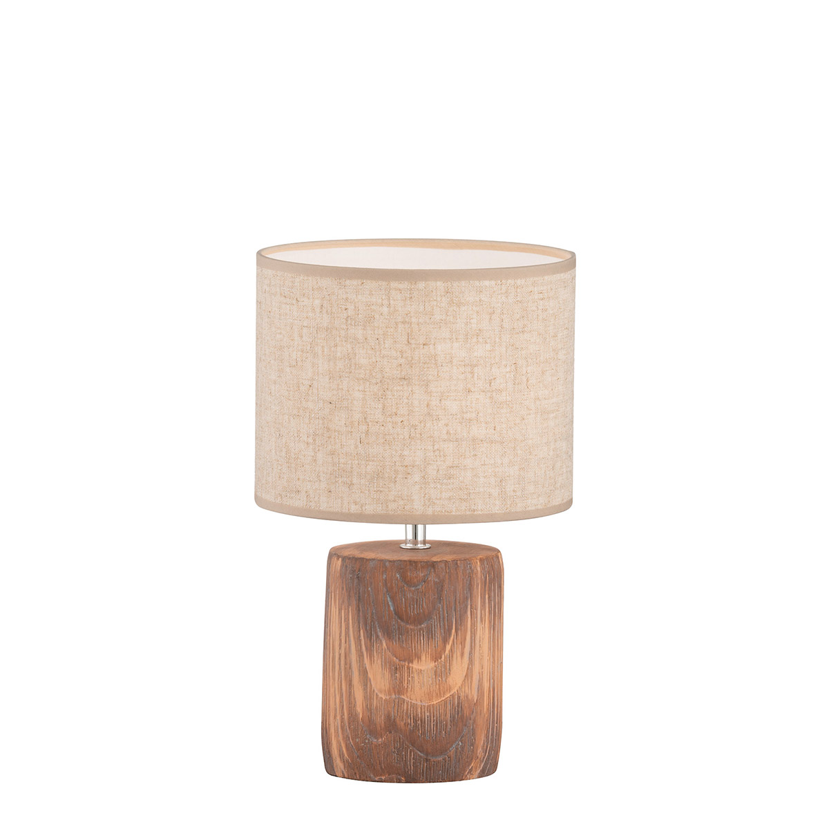 Elegant Designs LT1025-TAN – Moderne Tischleuchte Mit Leder-Sockel & Weißem Stoffschirm | Wohnzimmerlampe Hellbraun, 60 Watt
